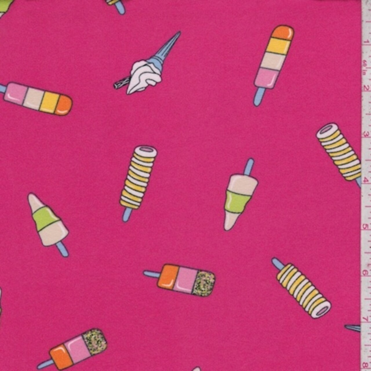 Hot Pink Ice Cream Treat Double Brushed Jersey Knit Fabric By the Yard